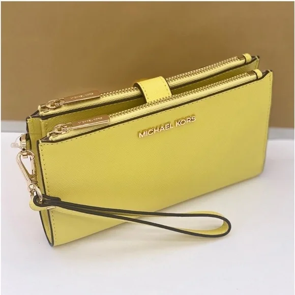 Michael Kors DoubleZip Wallet Wristlet Phone Case Sunshine - Picture 6 of 11